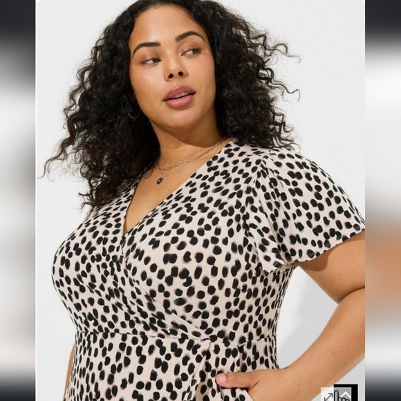 Torrid Plus Size Midi Studio Knit Surplice Wrap Dress - 0X - Picture 3 of 6